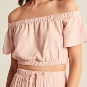 Abercrombie & Fitch Pink Linen Crop Top Size Small